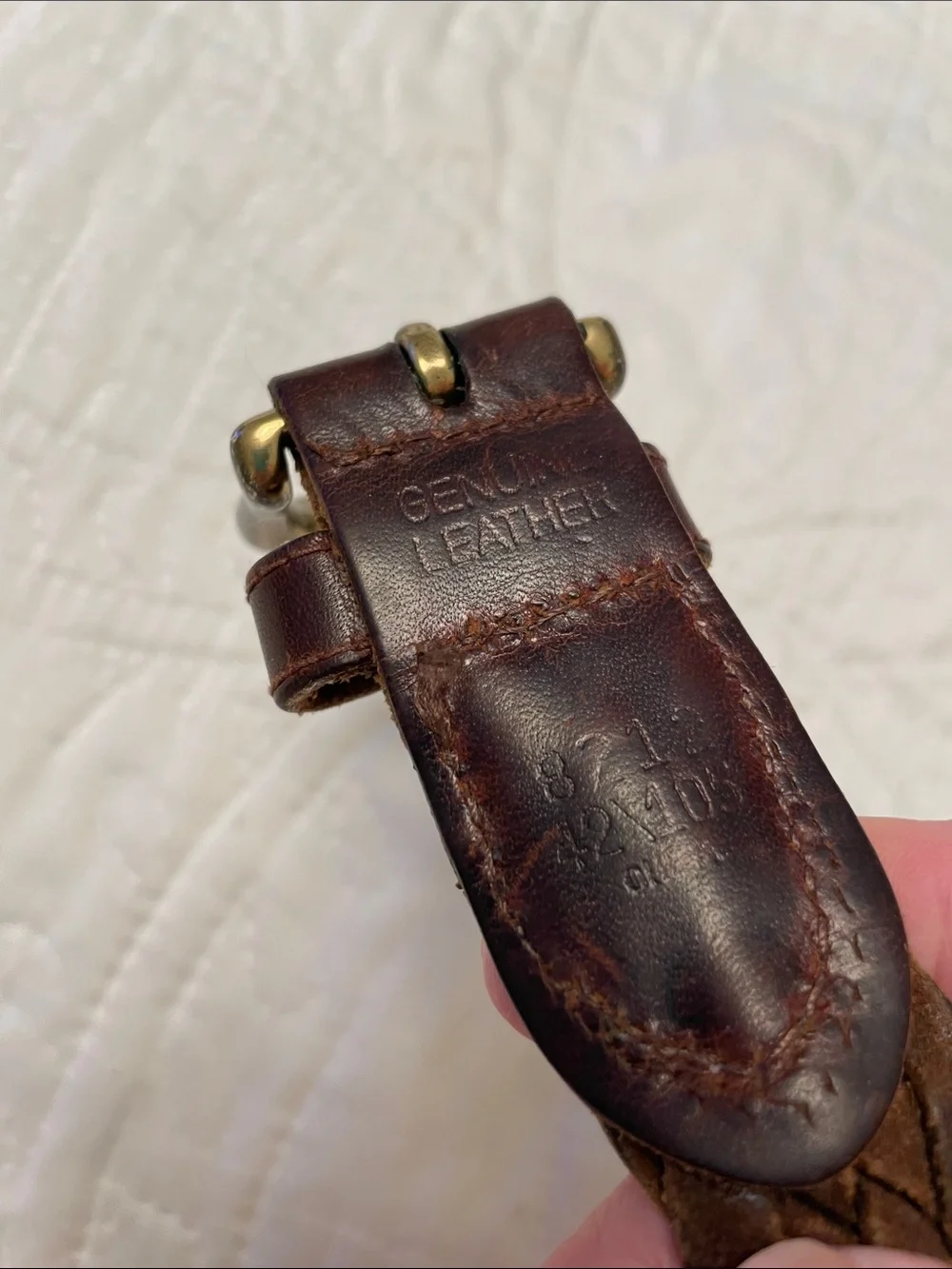 Men’s Braided Leather Woven Belt with Antique Gold Color Buckle Large